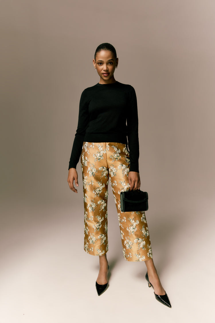 Black Cashmere Silk Long Sleeve Katie Tee