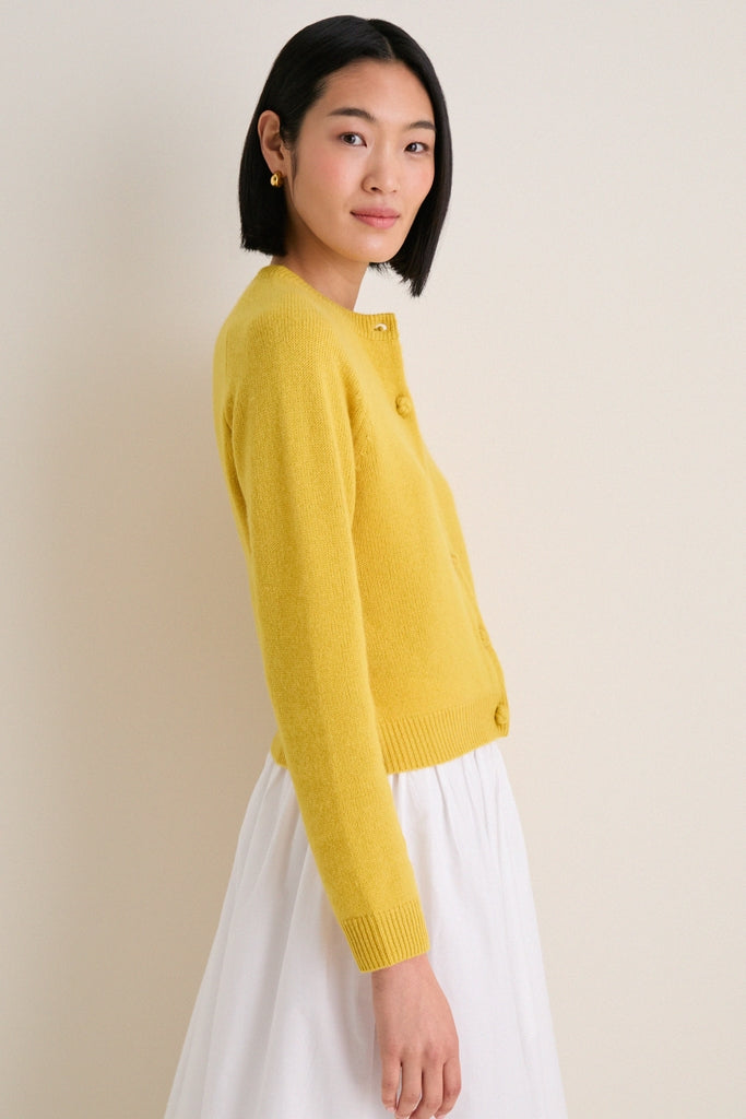 Marigold Cashmere Knot Button Phoebe Cardigan