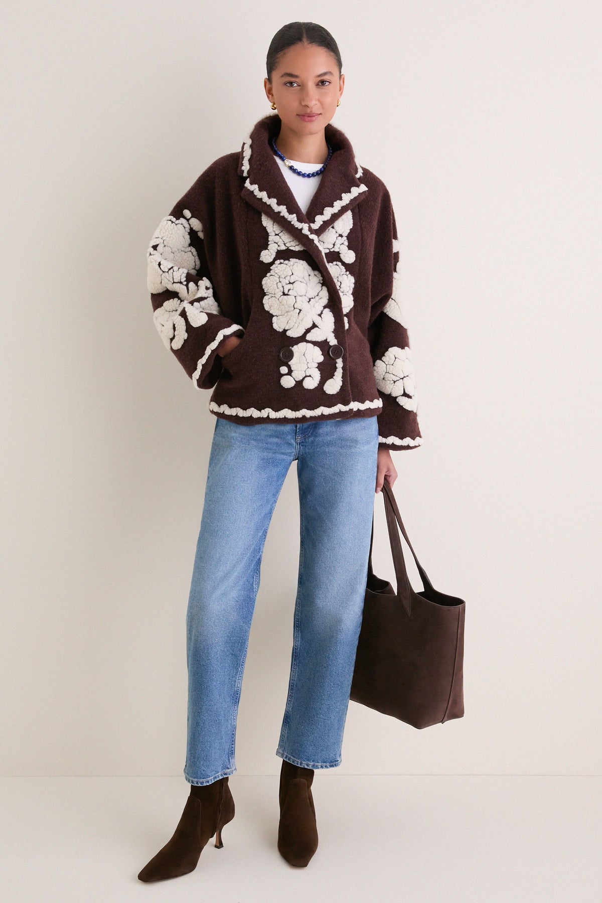Flowers Brown Coat