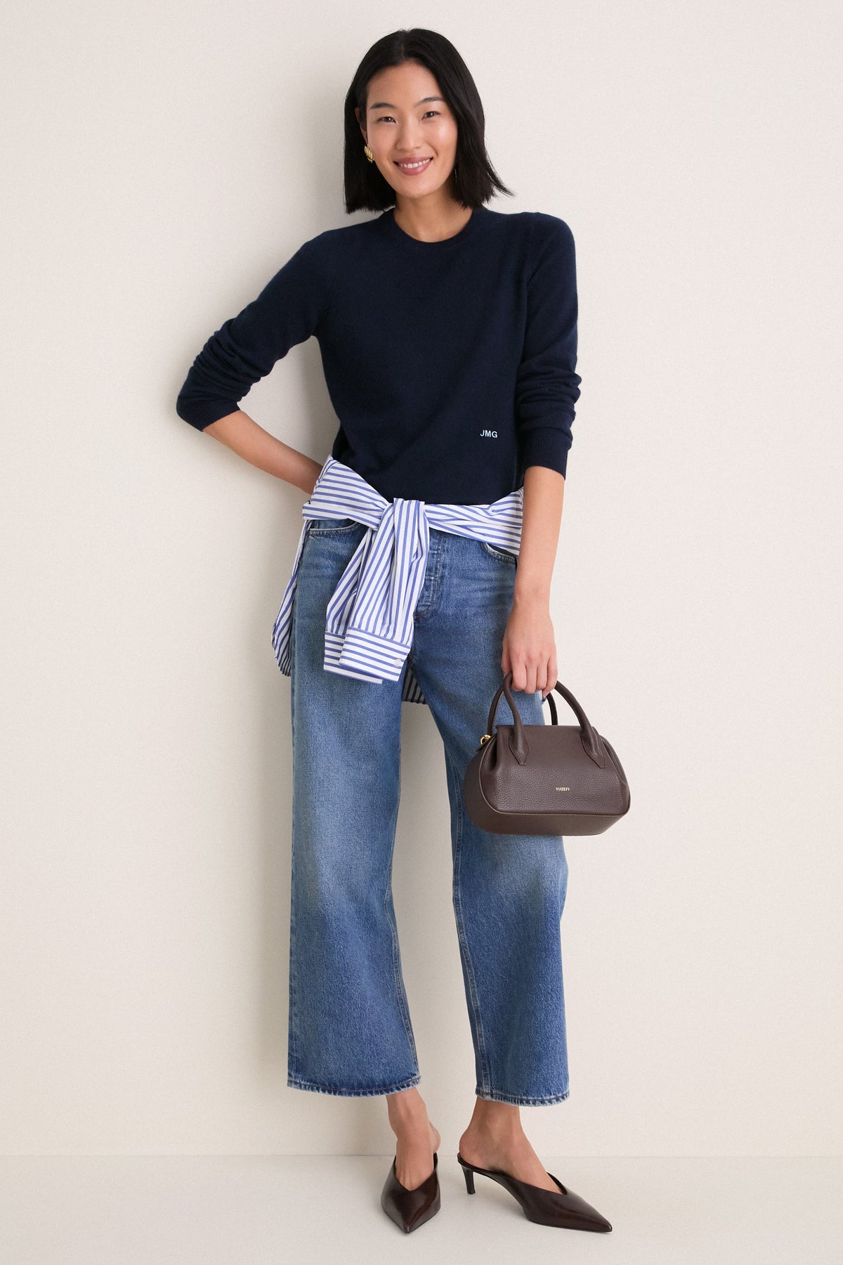Midnight Navy Cashmere Elizabeth Crewneck