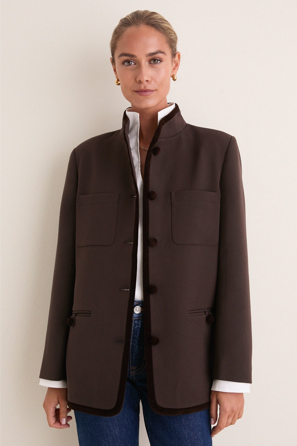 Chocolate Torte Velvet Trim Dalton Jacket