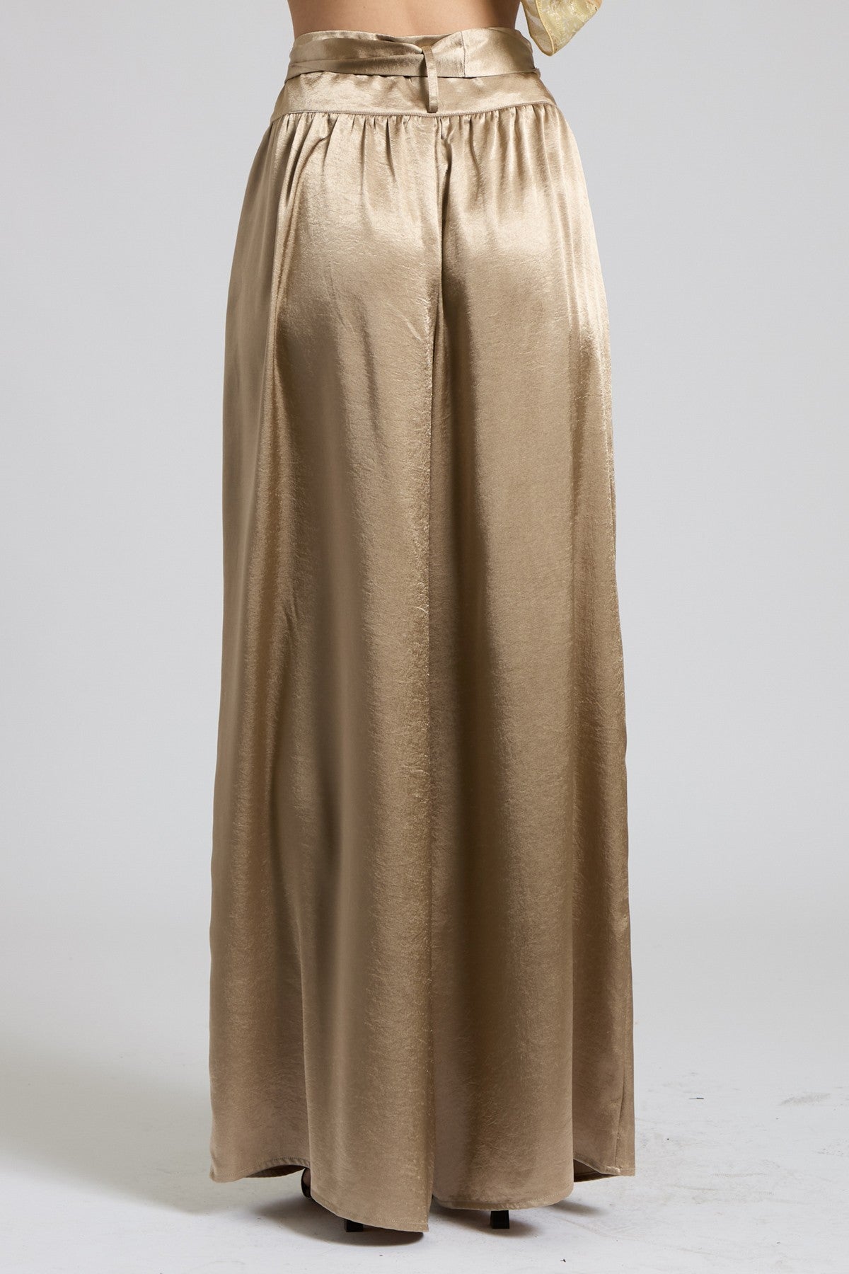 SATIN PAPERBAG WIDE LEG PANTS