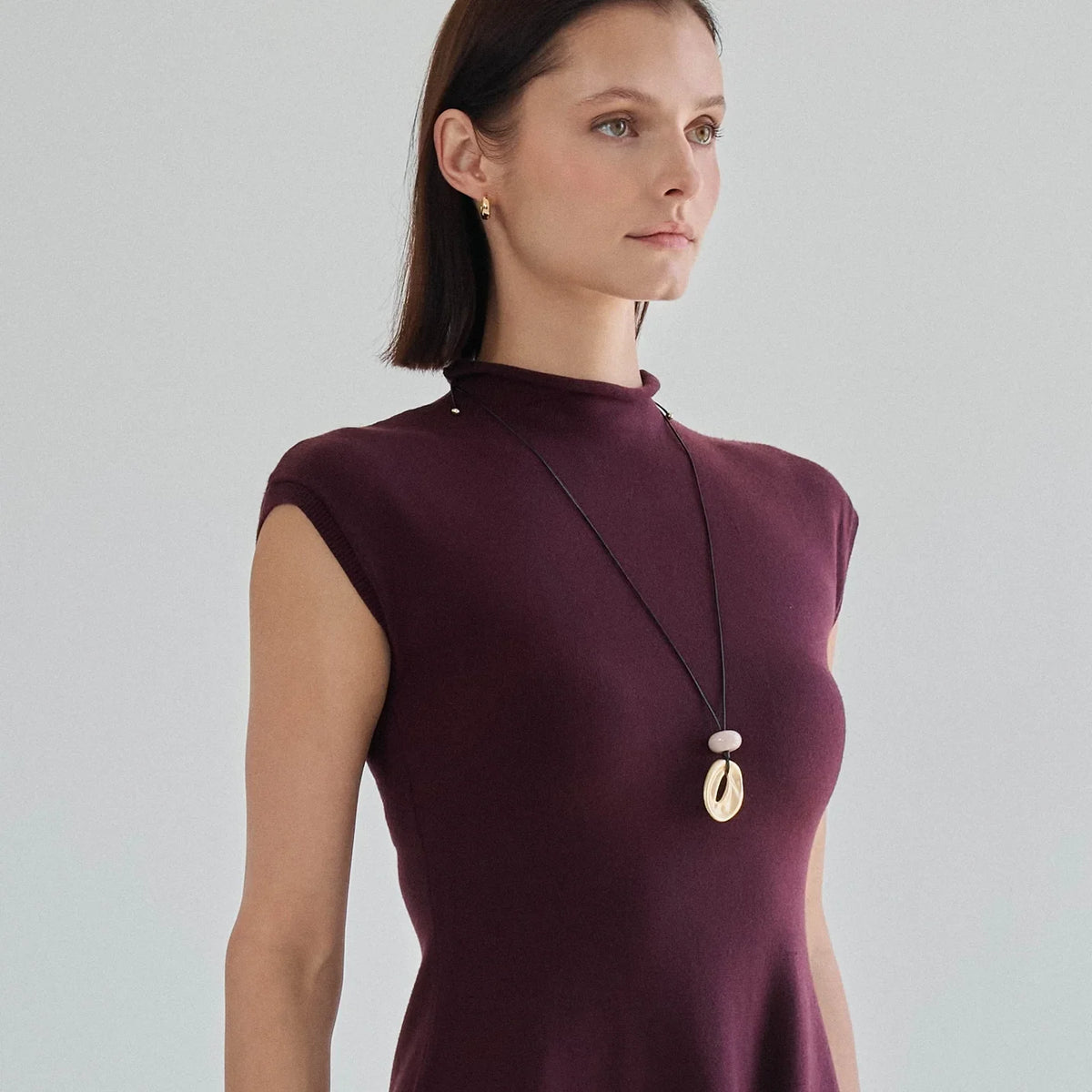 MOCK NECK FIT & FLARE MINI SWEATER DRESS