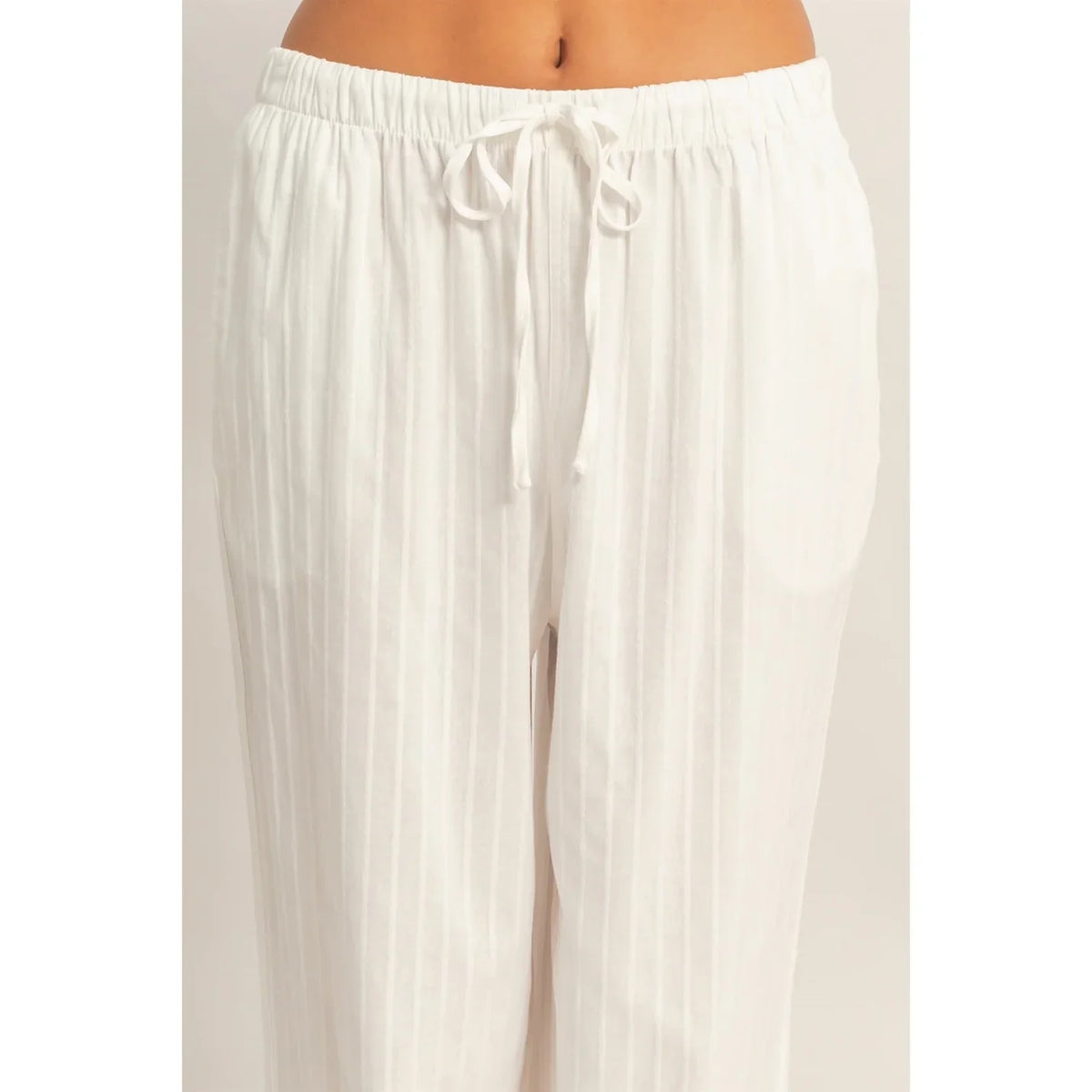 PINSTRIPED JACQUARD DRAWSTRING PANTS