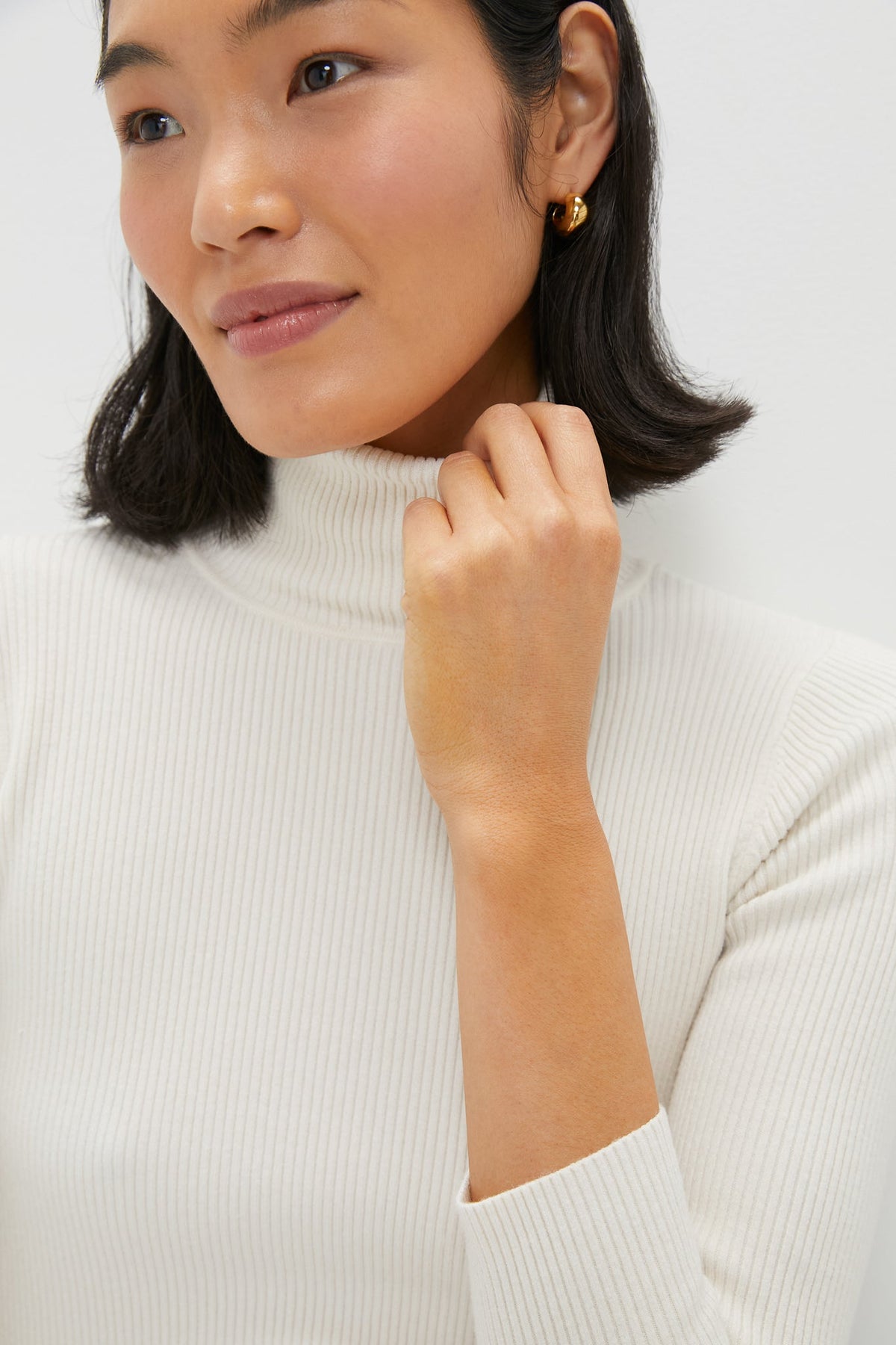 Winter White Arlo Ribbed Turtleneck