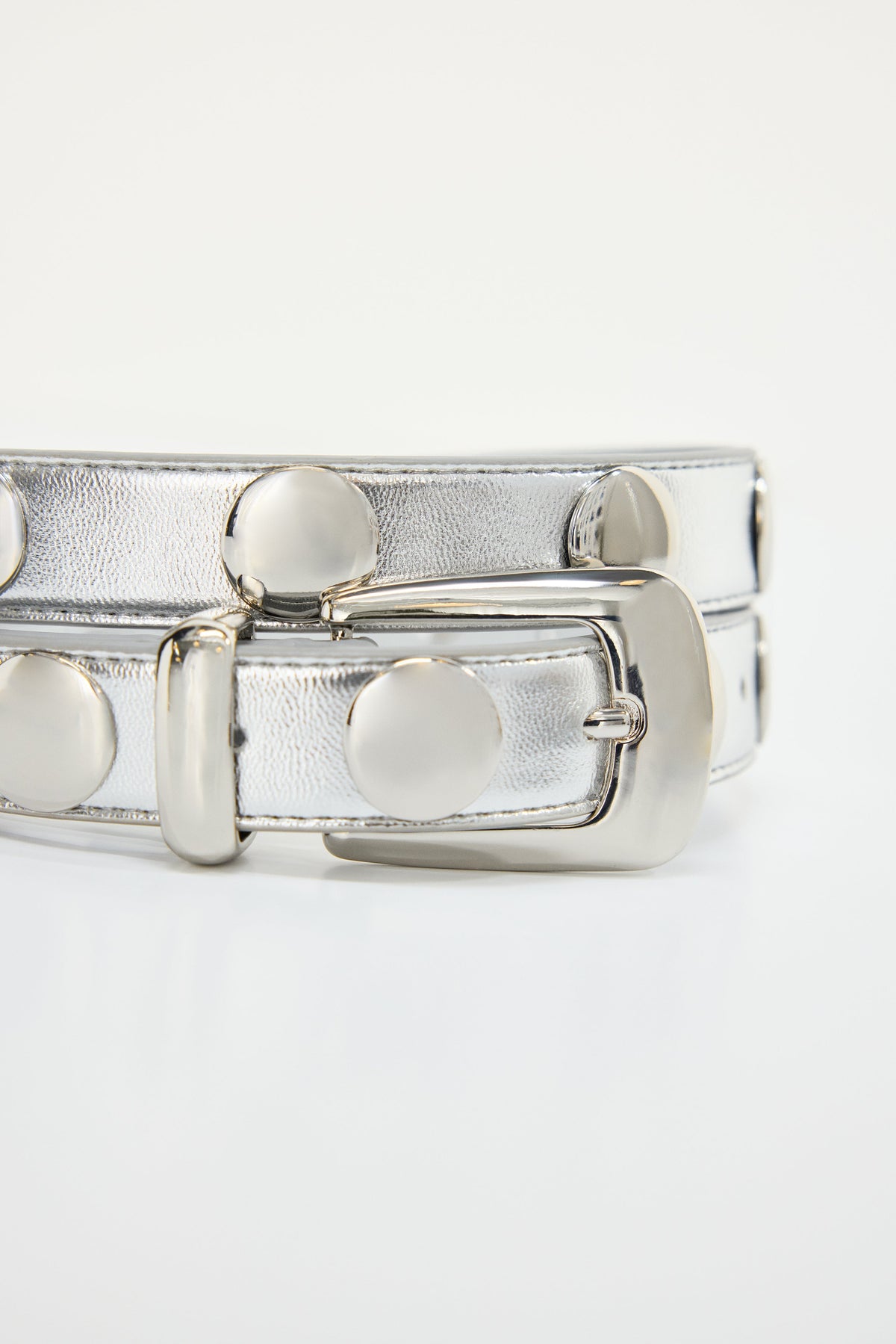 CLASSIC STUDDED SILVER BELT | CHROME004