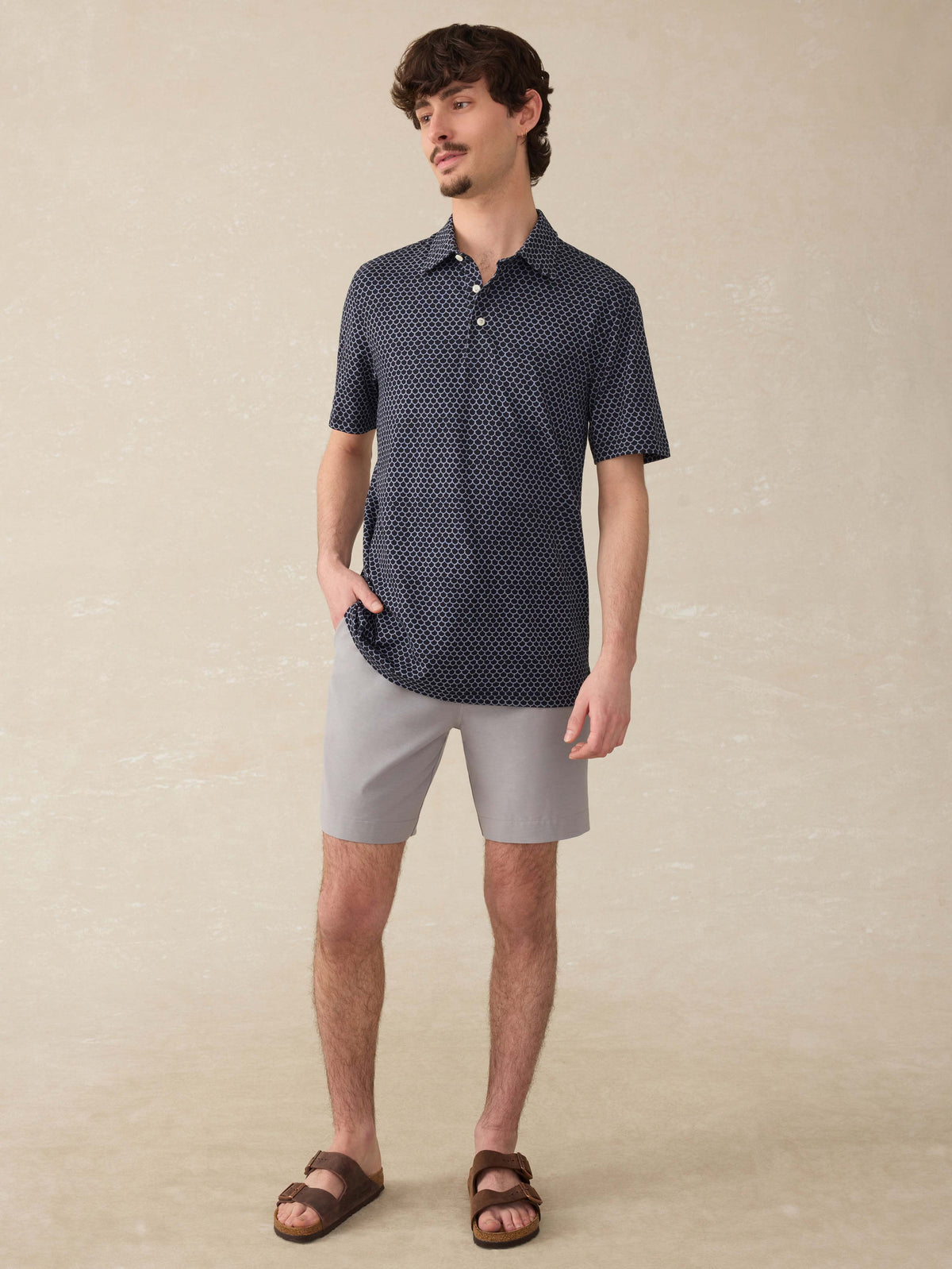 Short-Sleeve Movement Pique Polo - Midnight Fishscale