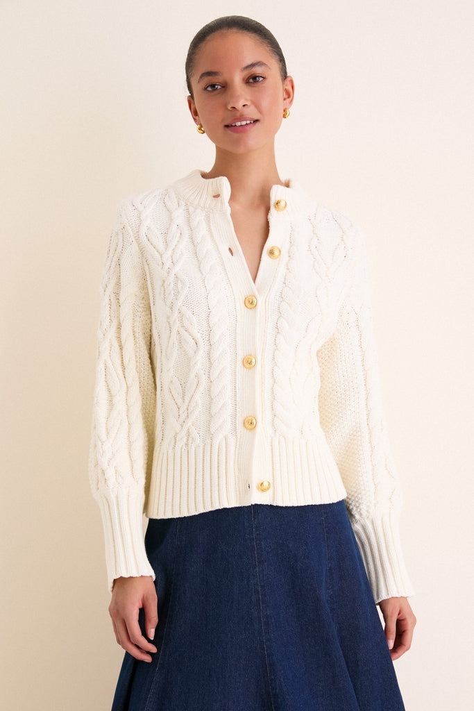 Ivory Cotton Colette Cardigan