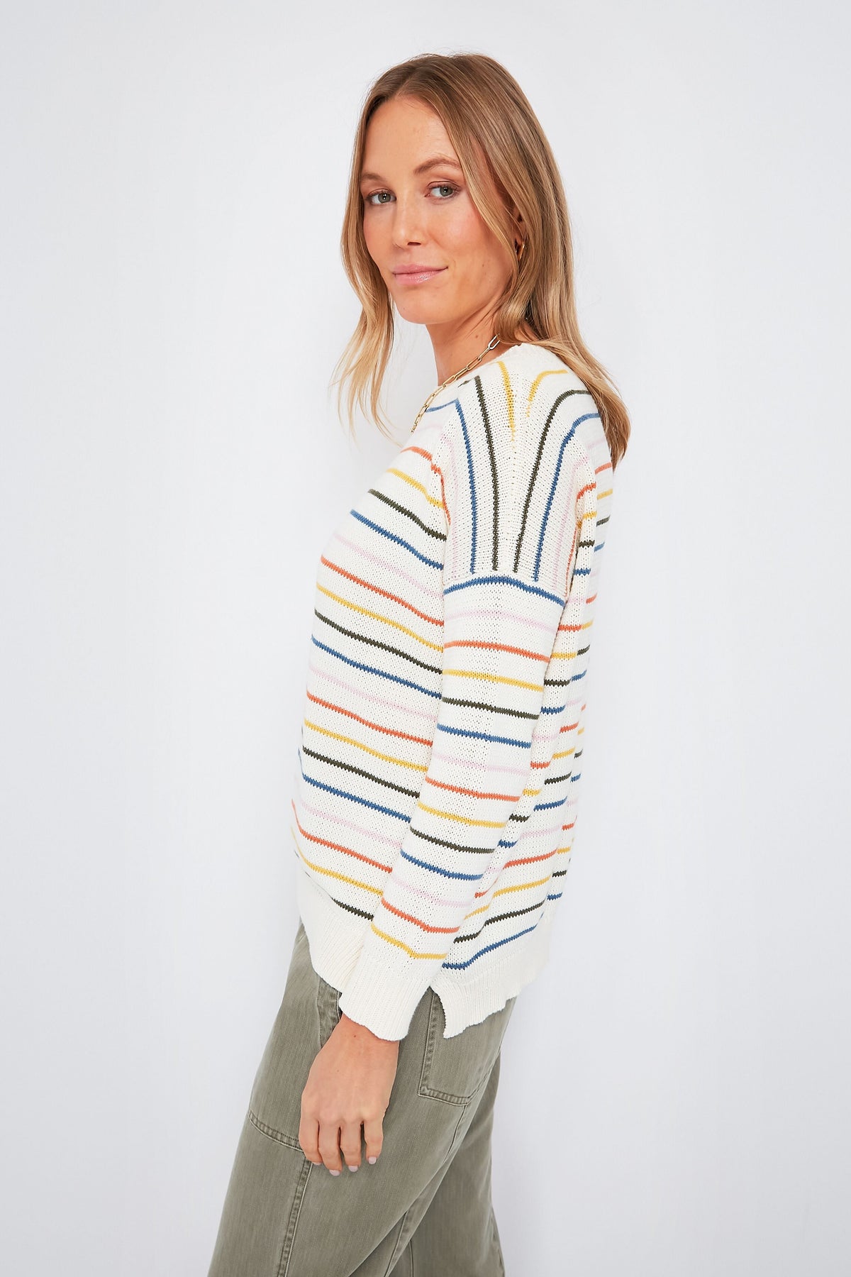 Rainbow 5 Stripe Organic Carolyn Sweater