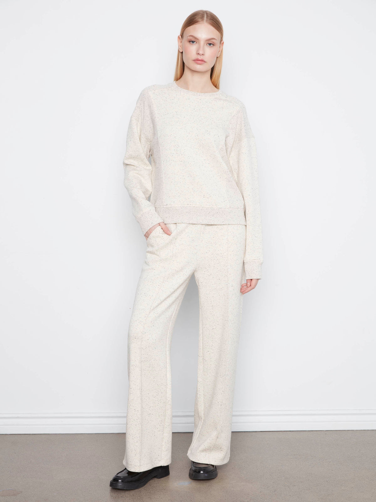 Soft Scuba Wide Leg Jogger Pants - Cookie & Cream