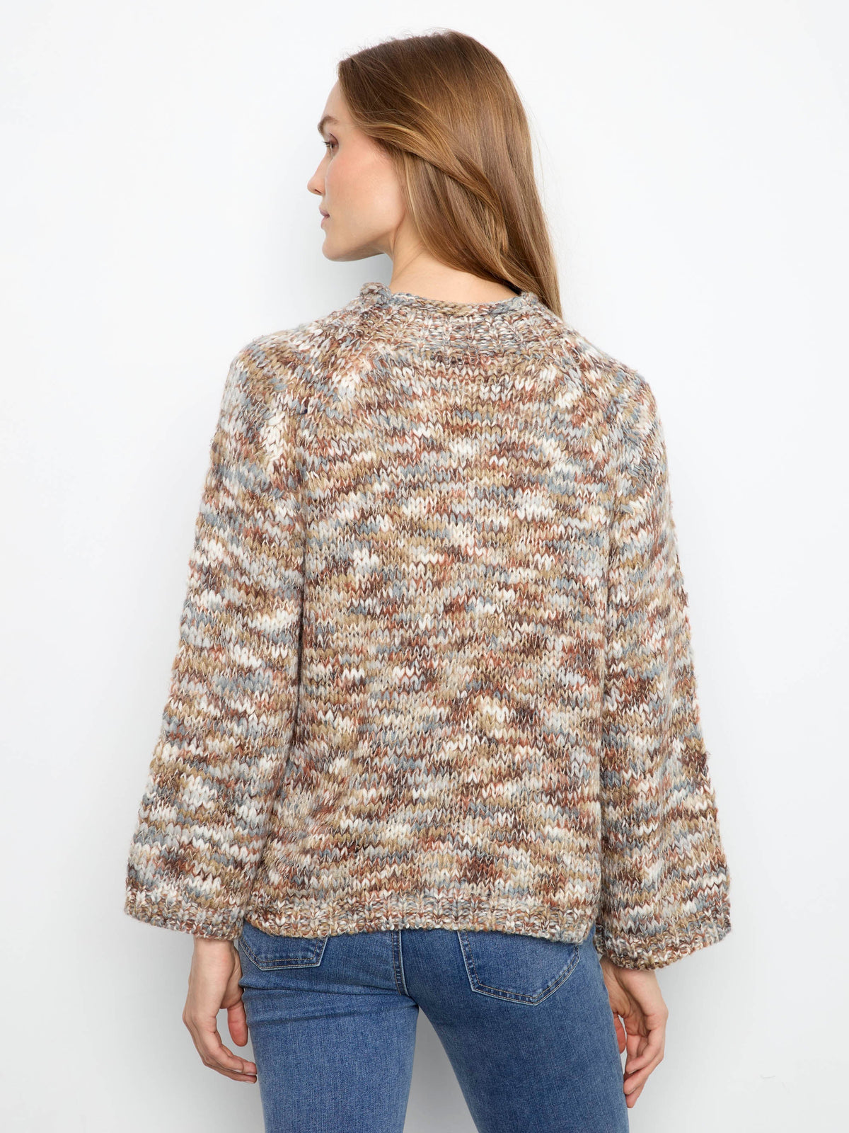 Space Dye Mock Neck Knit Sweater - Verveine