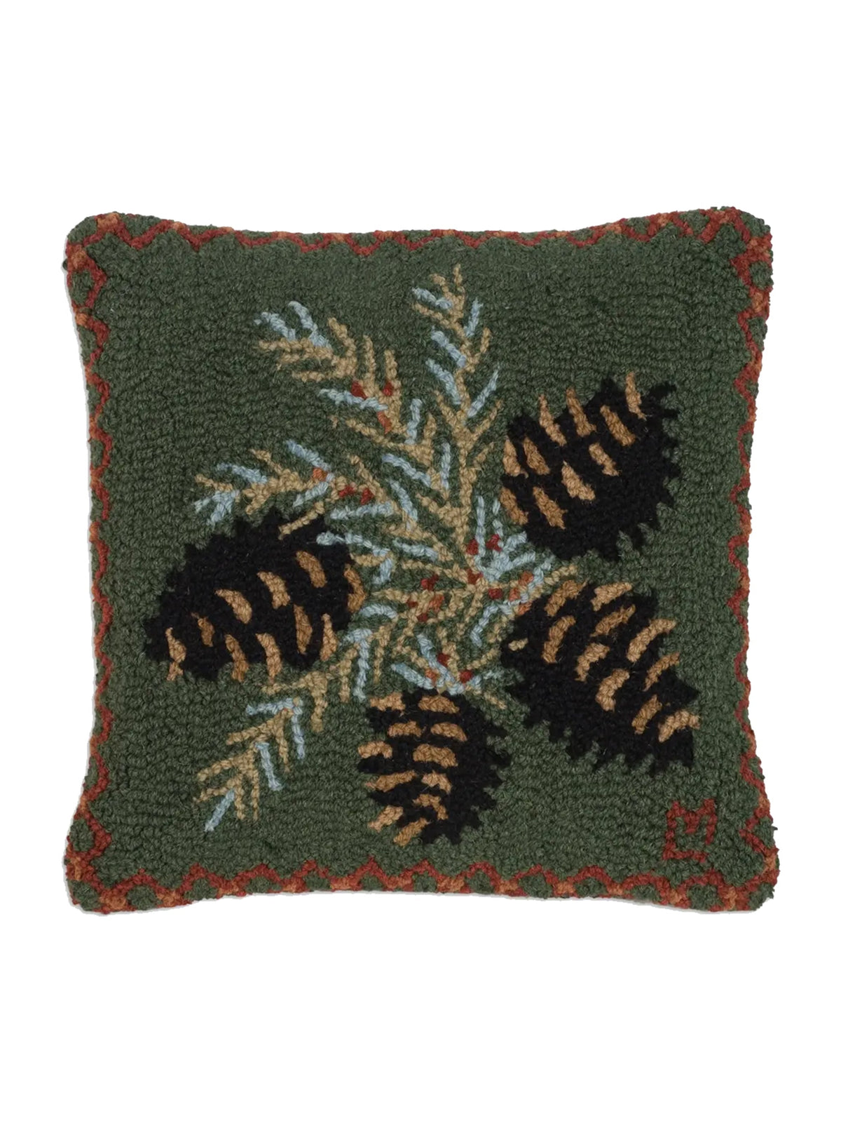 Diamond Pine Hooked Wool Pillow