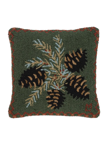Diamond Pine Hooked Wool Pillow