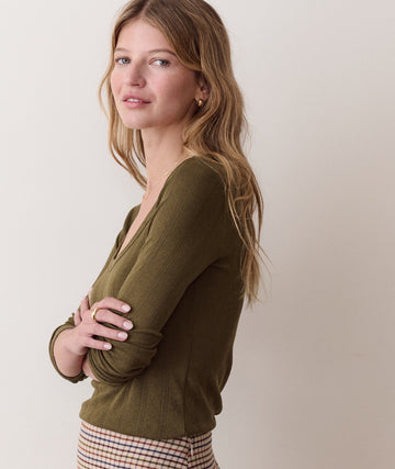 Lexi Pointelle Long Sleeve Scoop Tee