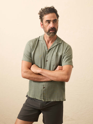 Short-Sleeve Hemp Blend Shirt - Olive Dusk