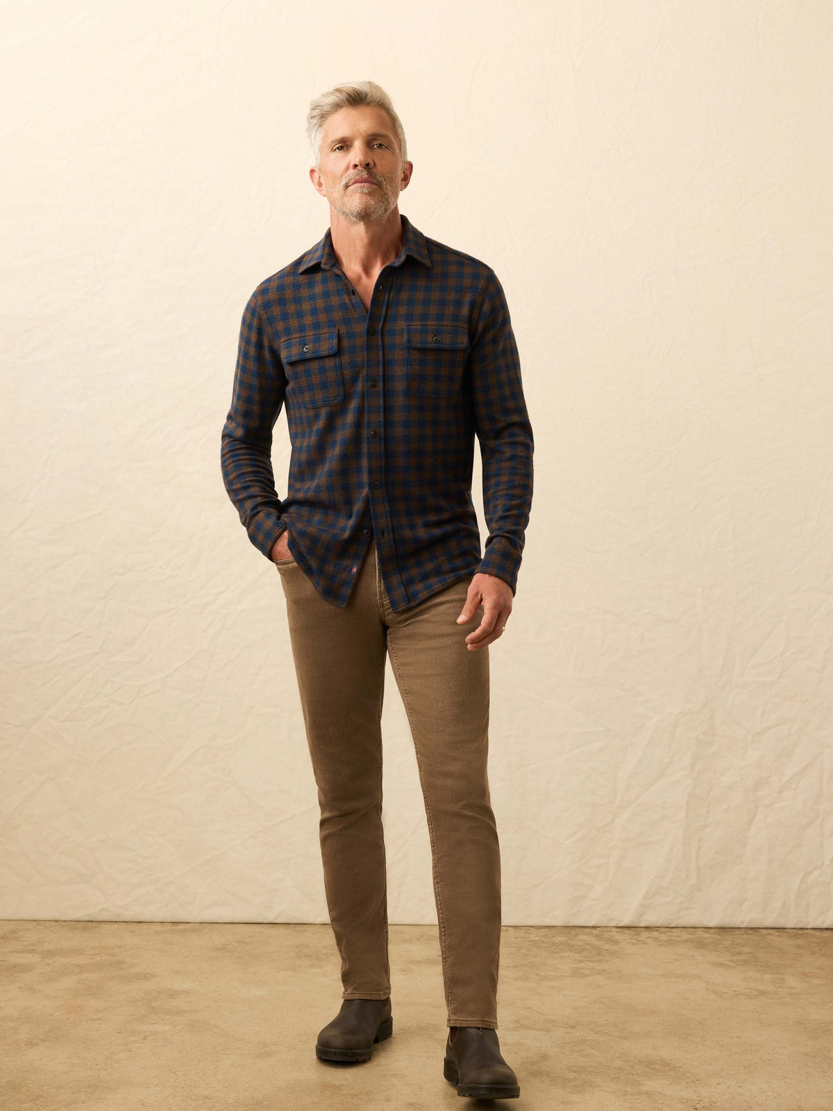 Legend Sweater Shirt - Navy Woodland Check