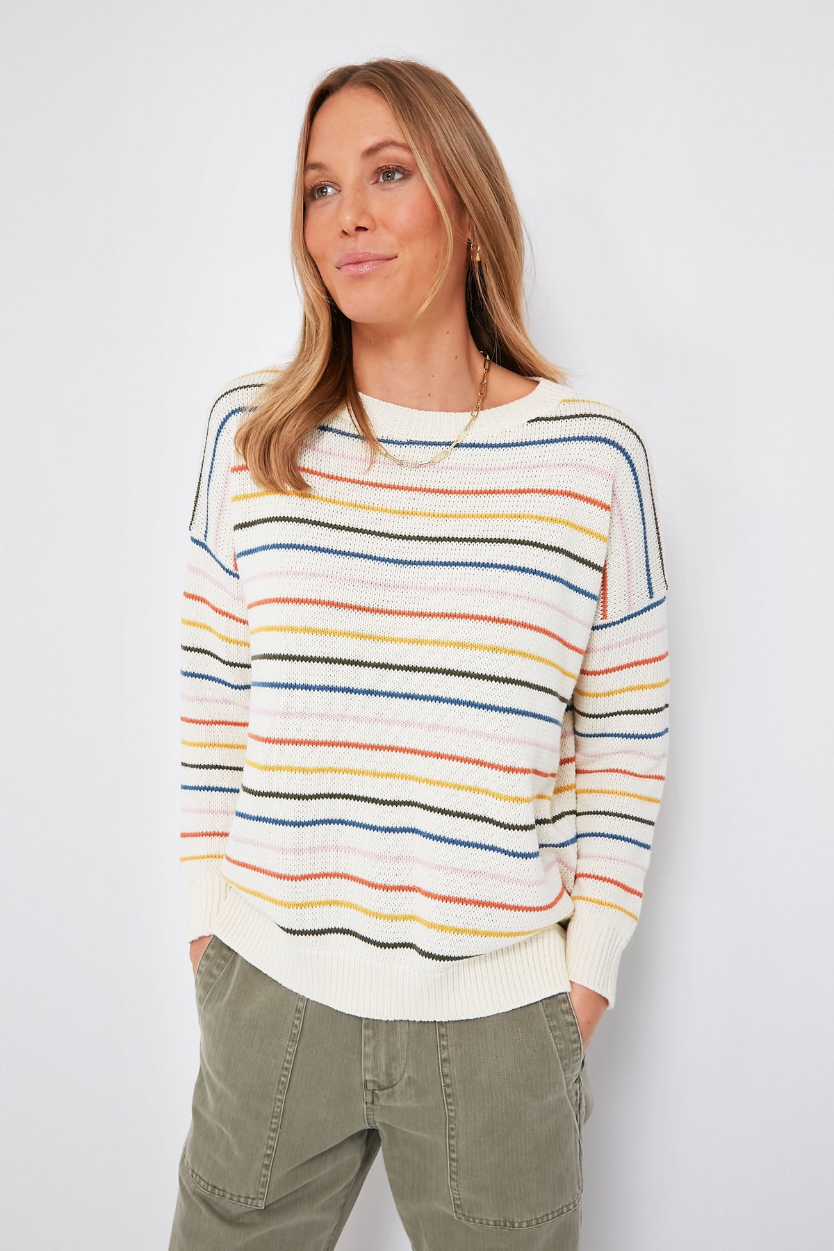 Rainbow 5 Stripe Organic Carolyn Sweater