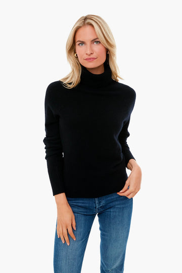 Black Ribbed Trim Turtleneck