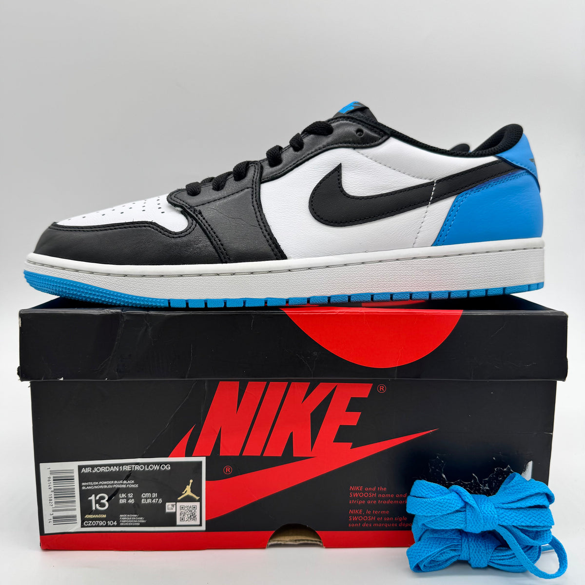 Jordan 1 Low OG Black Dark Powder Blue