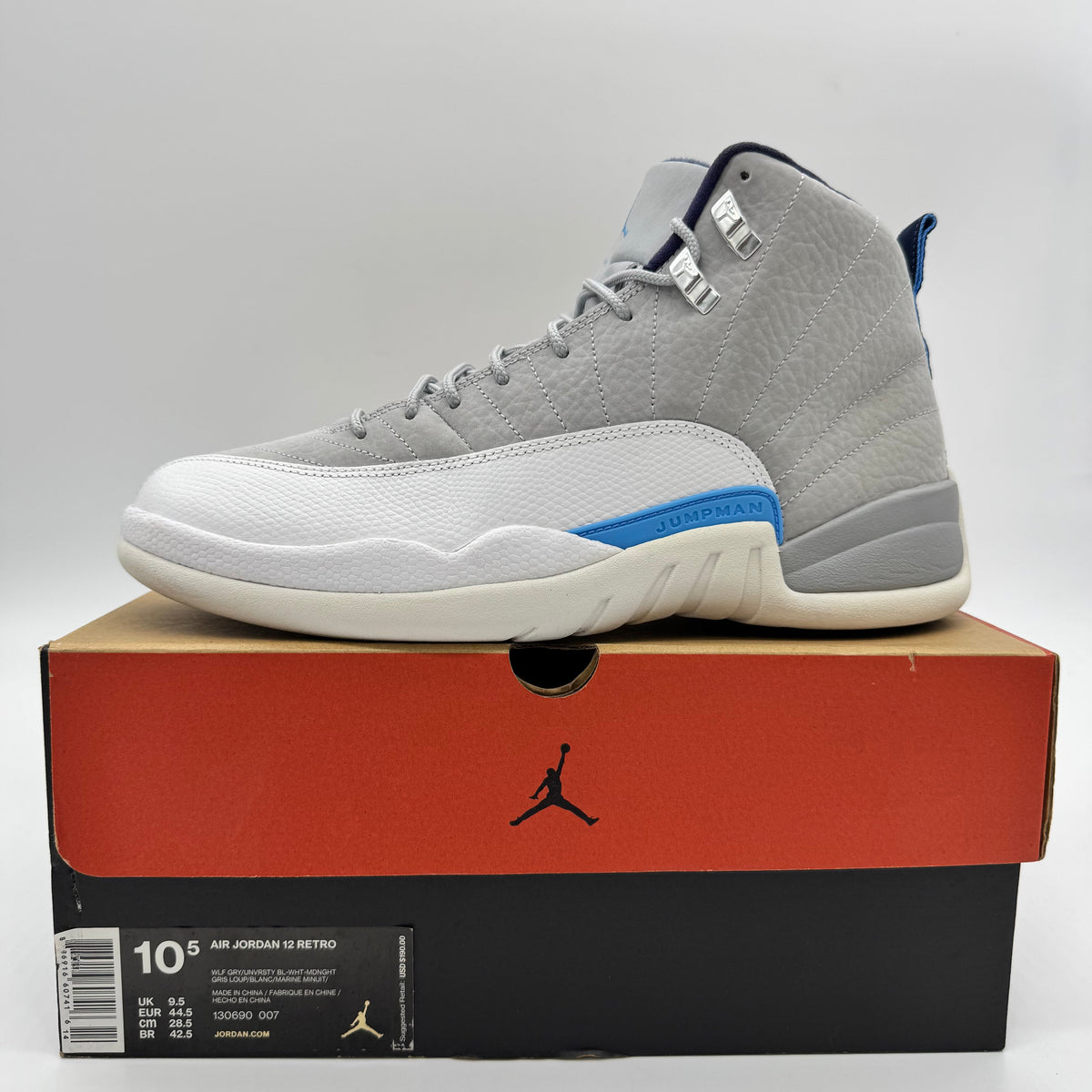 Jordan 12 Grey University Blue