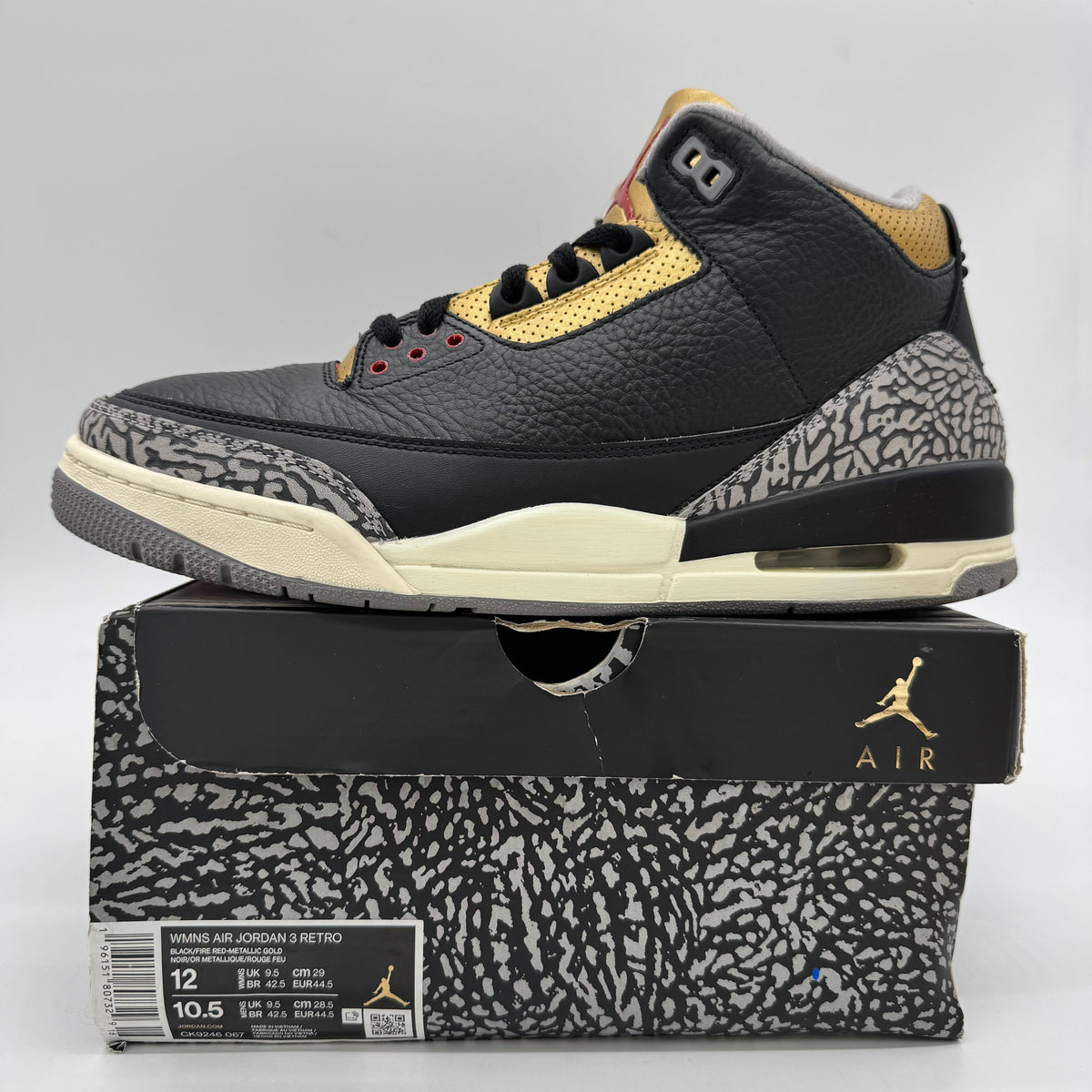 Jordan 3 Black Cement Gold (Women's)