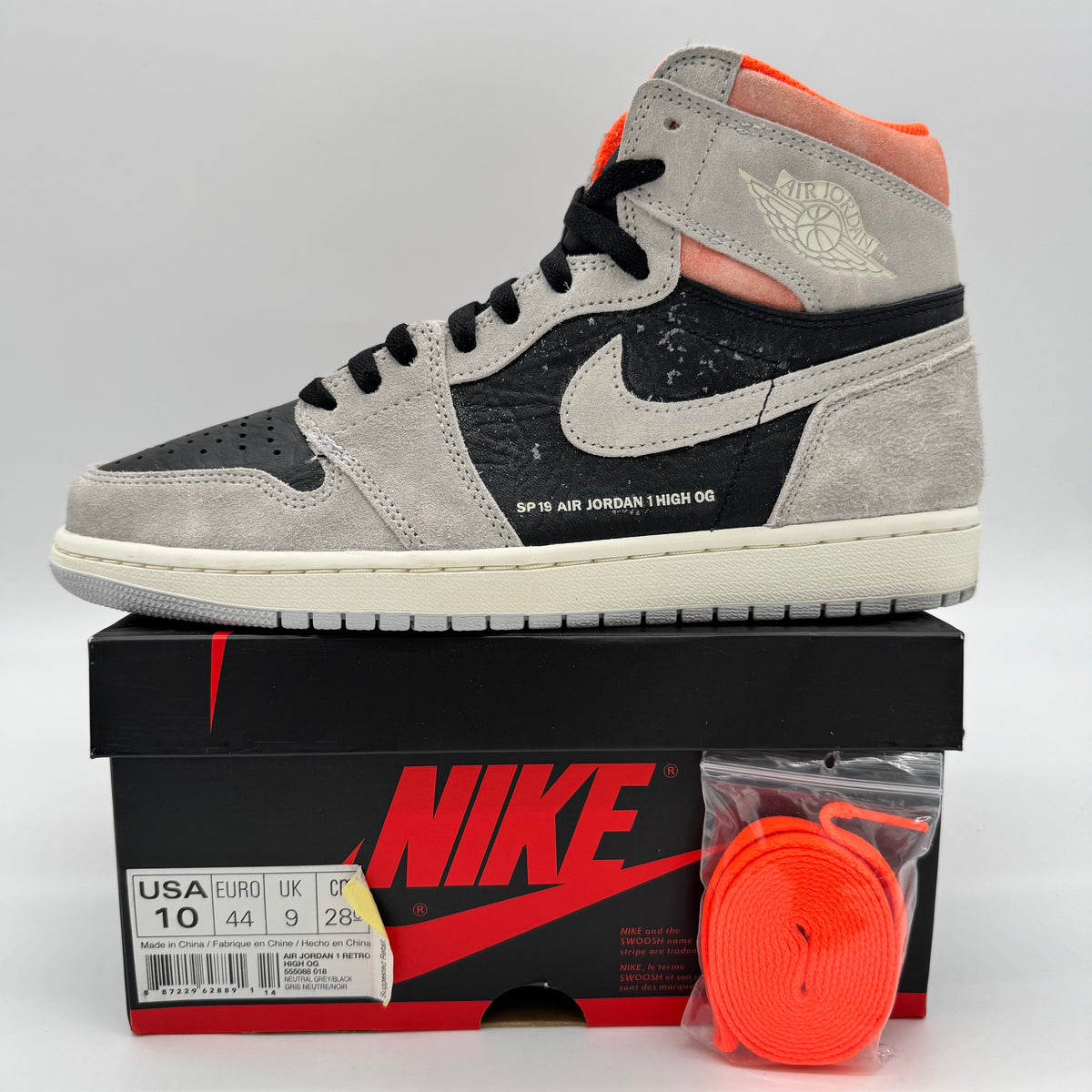 Jordan 1 High Neutral Grey Hyper Crimson