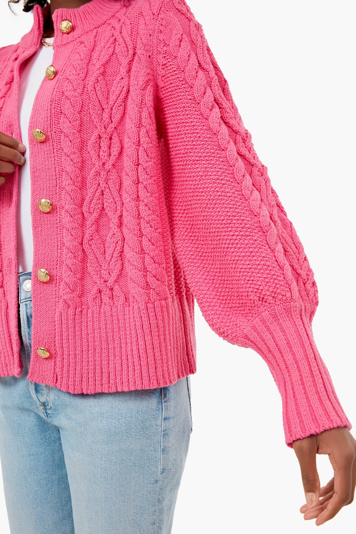 Hot Pink Cotton Colette Cardigan