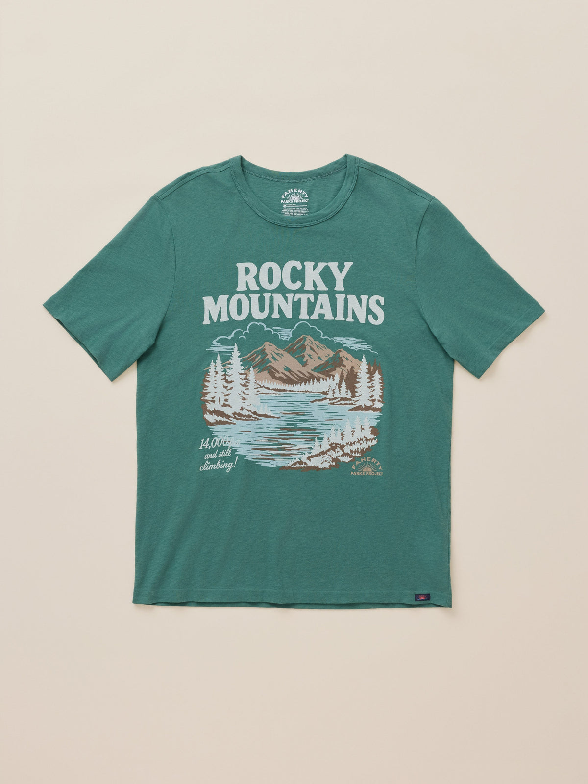 Faherty x Parks Project Rocky Mountains Short-Sleeve Sunwashed Regenerative Tee - Forest