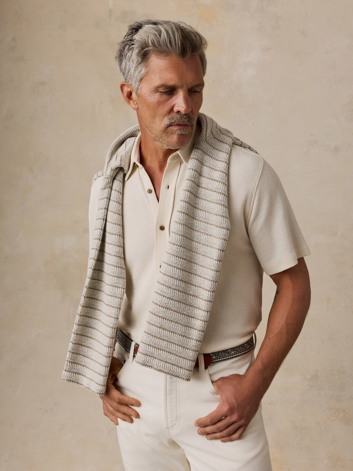 Short-Sleeve Waffle Knit Shirt - Whitecap