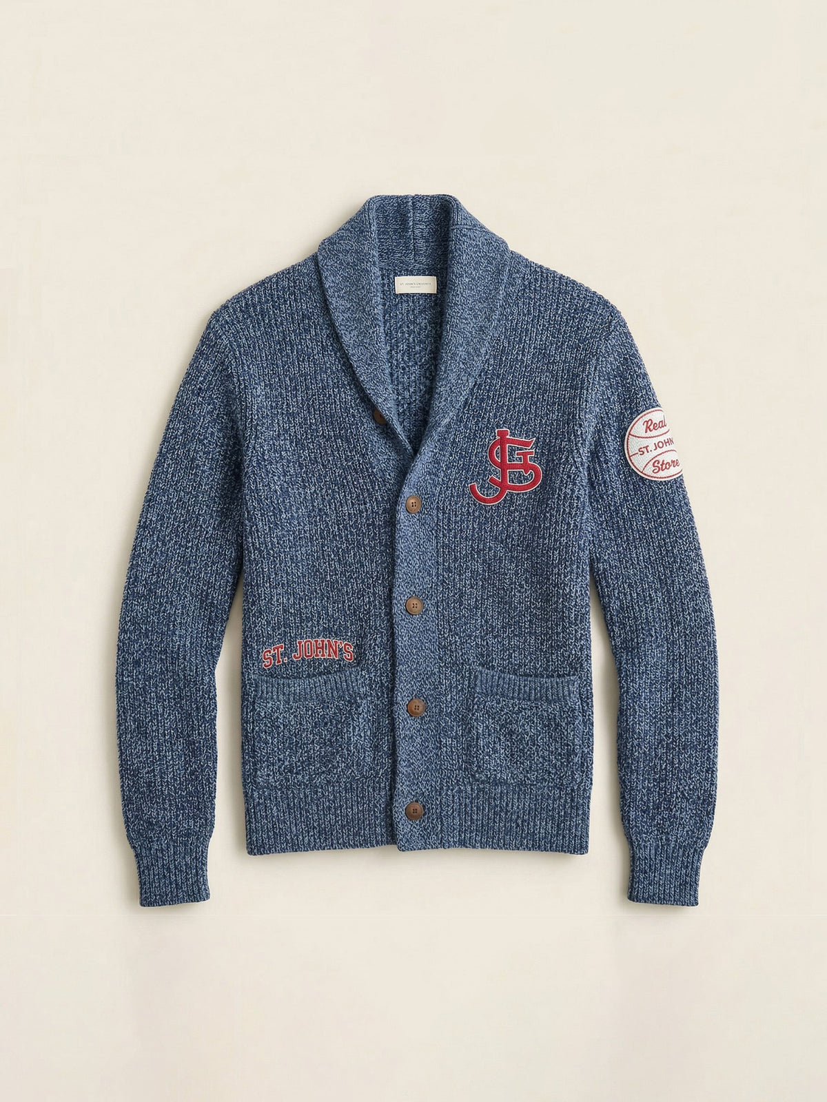 St. John's Marled Cotton Cardigan - Navy Night Marl