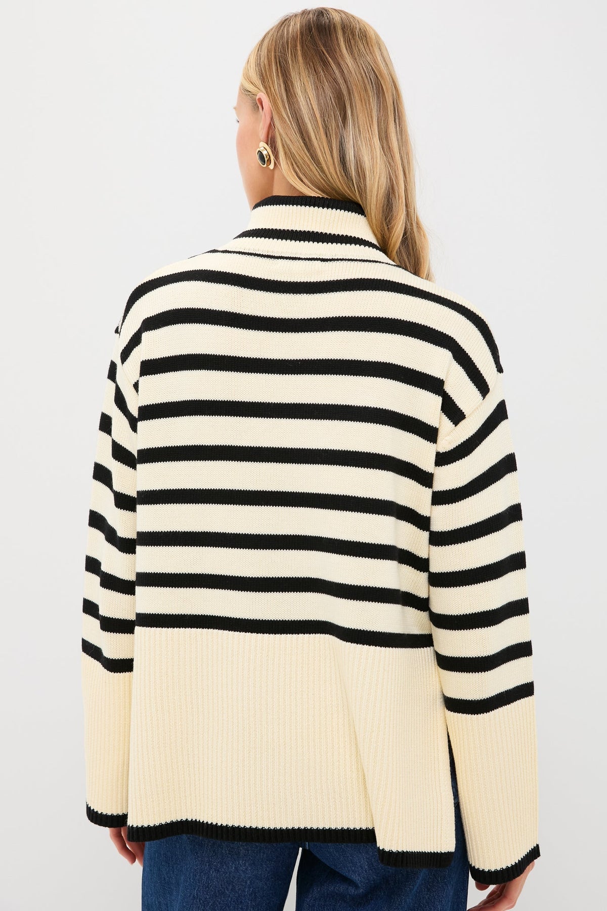 Exclusive Cream Striped Turtleneck Sweater