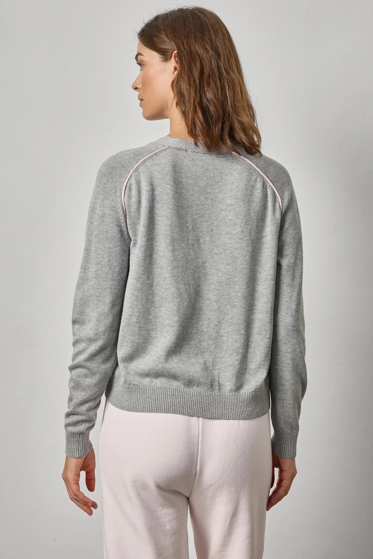 SADDLE SLEEVE V NECK CARDIGAN