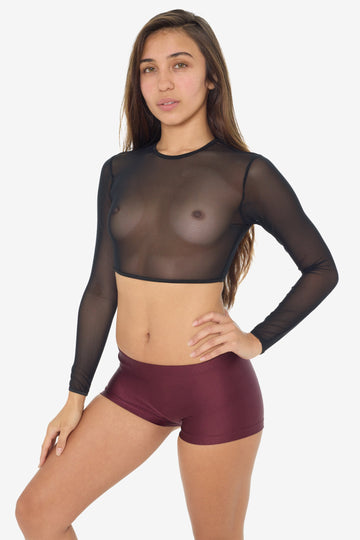 RNS079 - Micro Mesh Long Sleeve Crop Top
