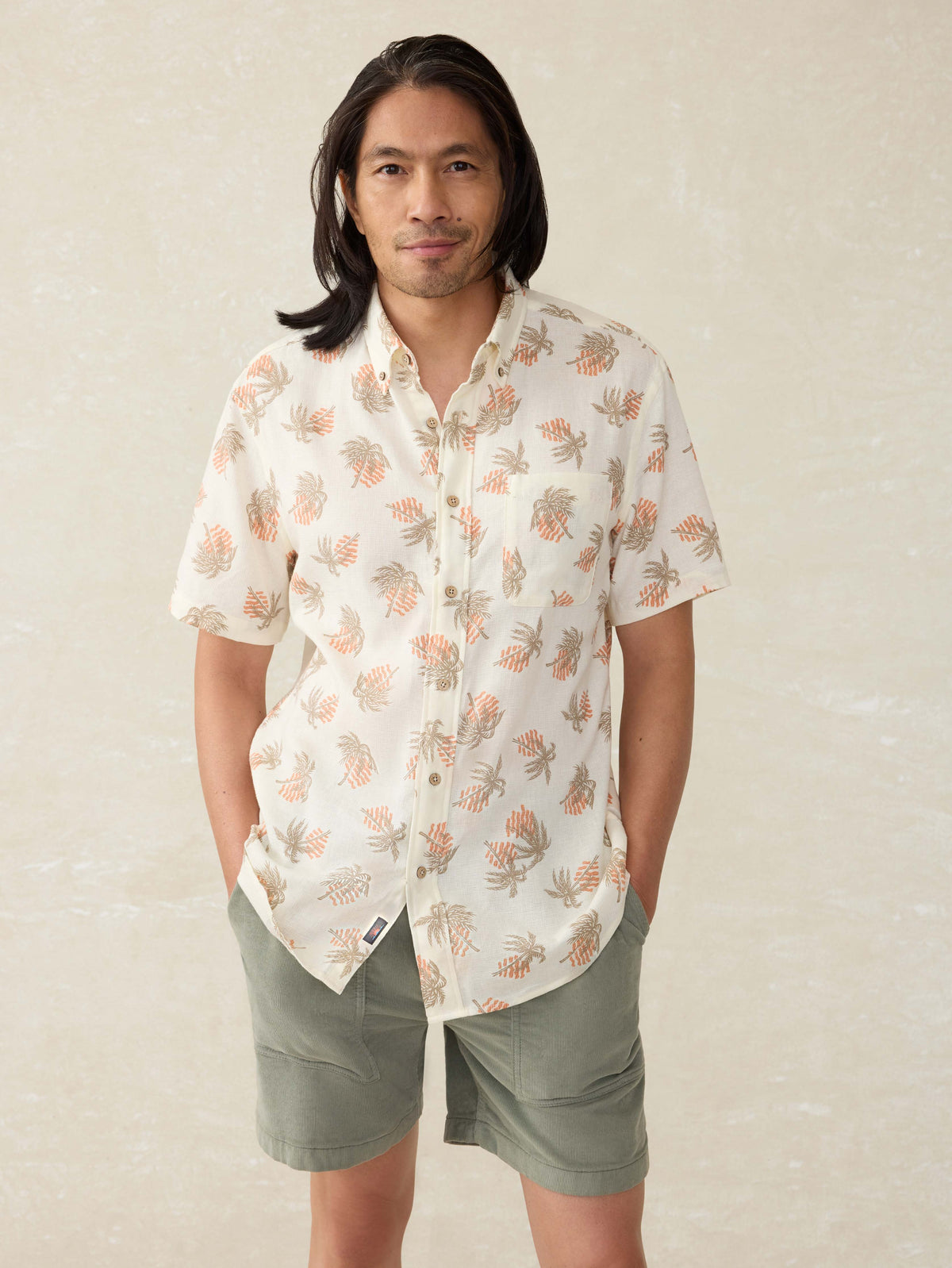 Short-Sleeve Breeze Shirt - Sunlit Palm & Waves