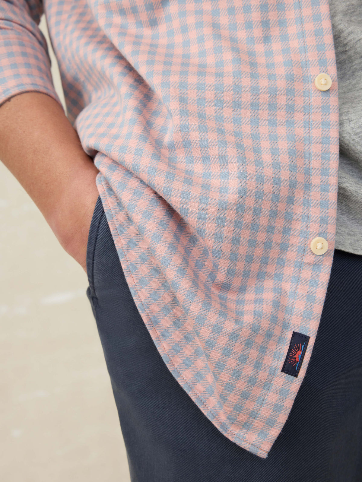 Coastline Knit Shirt - Blue Coral Gingham