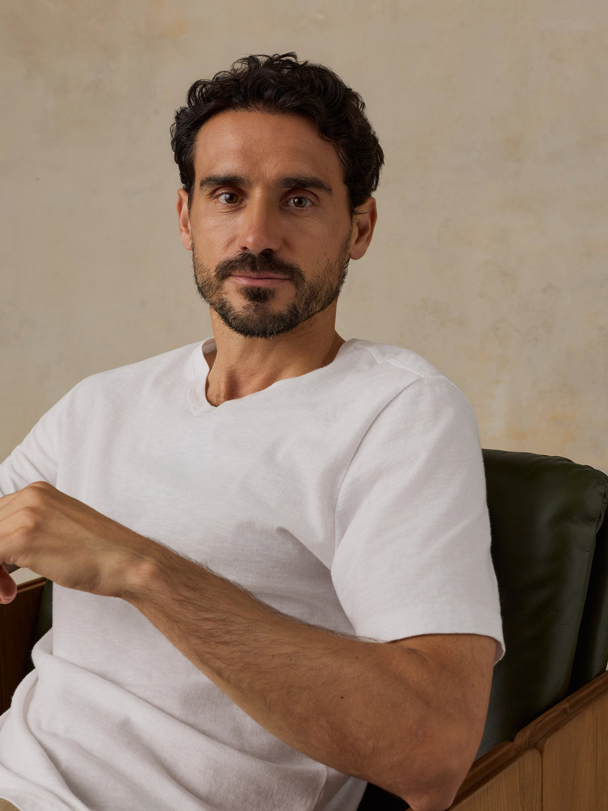 Short-Sleeve Sunwashed V-Neck Tee - White