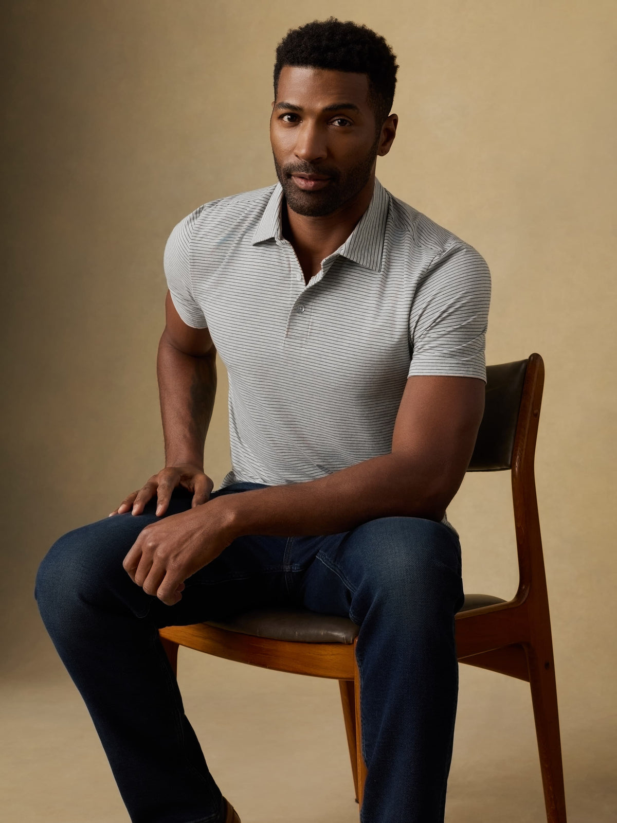 Short-Sleeve Movement Polo - Dark Cloud Stripe