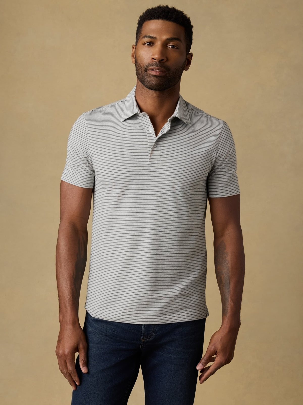 Short-Sleeve Movement Polo - Dark Cloud Stripe