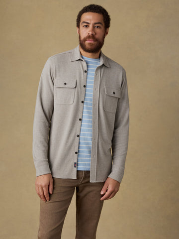 Legend Sweater Shirt - Khaki Cream Herringbone