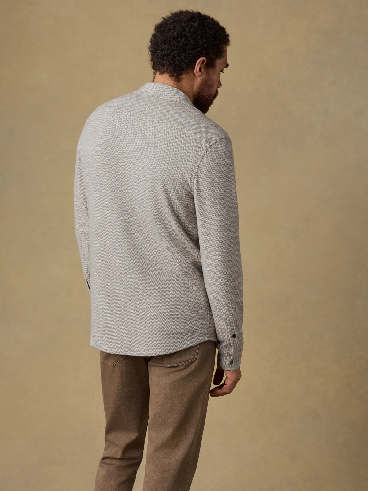 Legend Sweater Shirt - Khaki Cream Herringbone