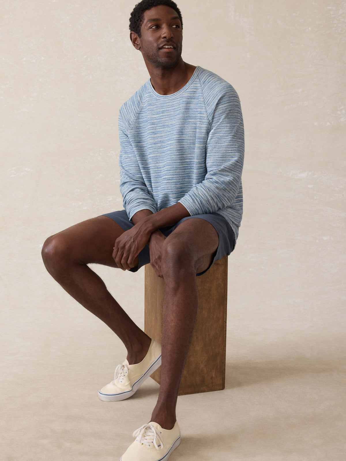Indigo Crewneck Sweatshirt - Indigo Waterway Stripe