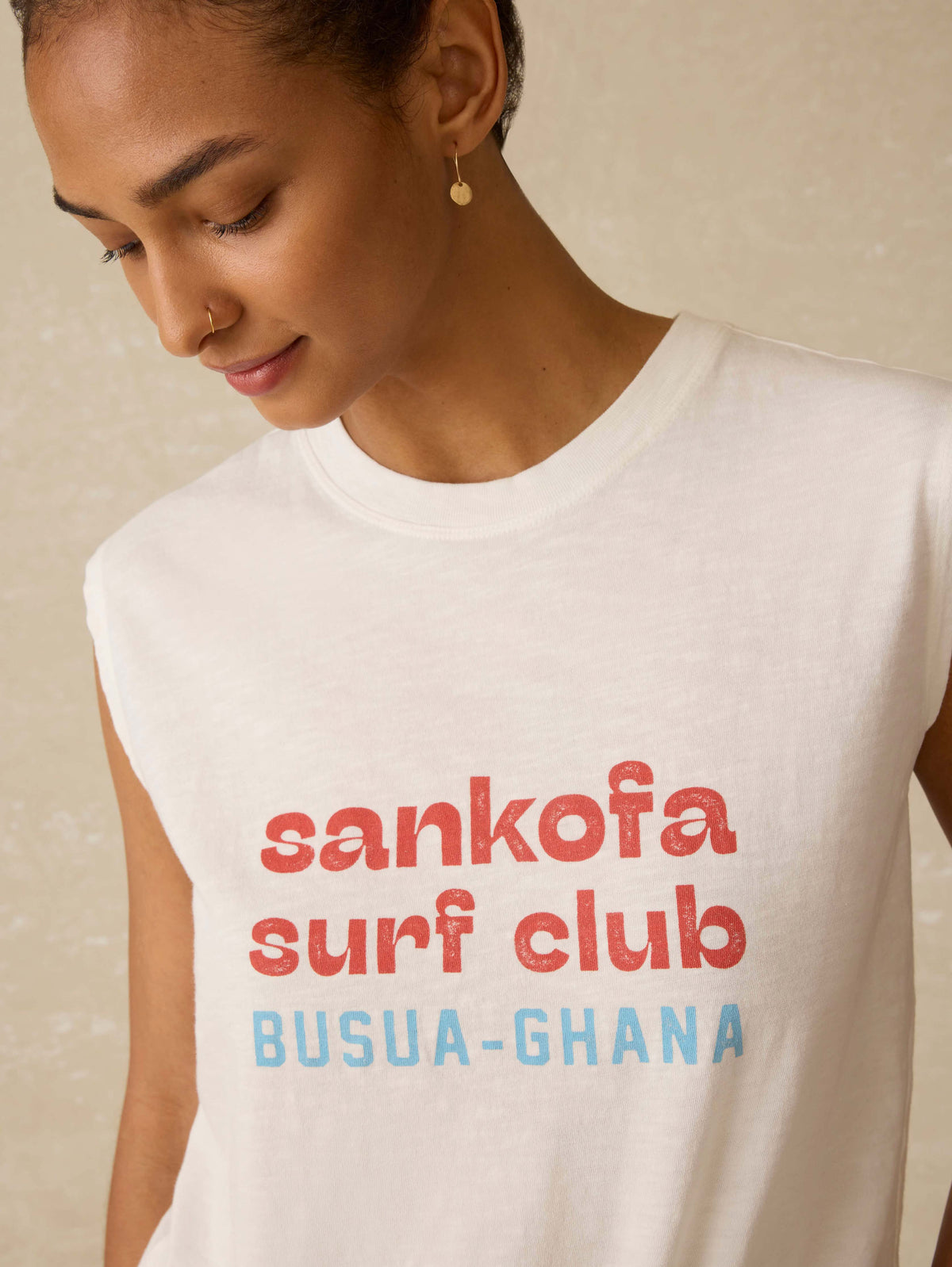 Surf Ghana Sunwashed Muscle Tank - White
