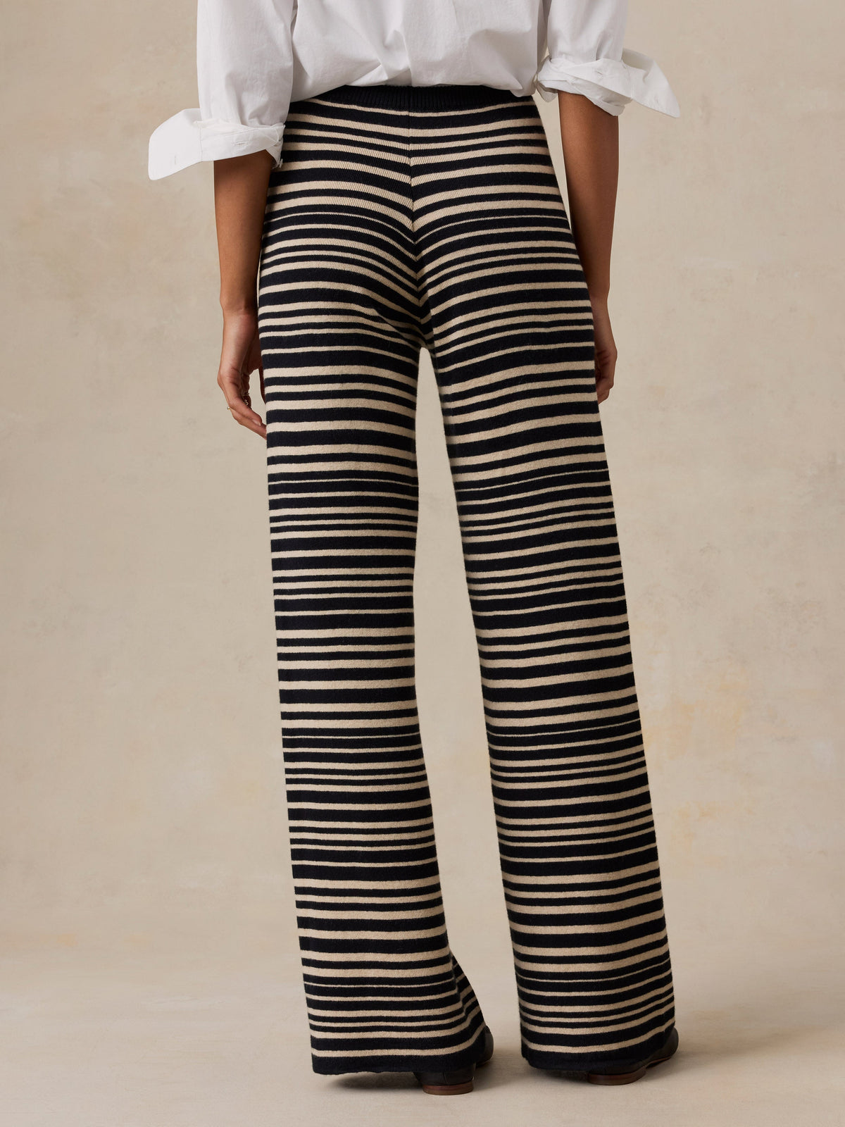 Cotton Cashmere Sweater Pant - Coastal Coal Stripe