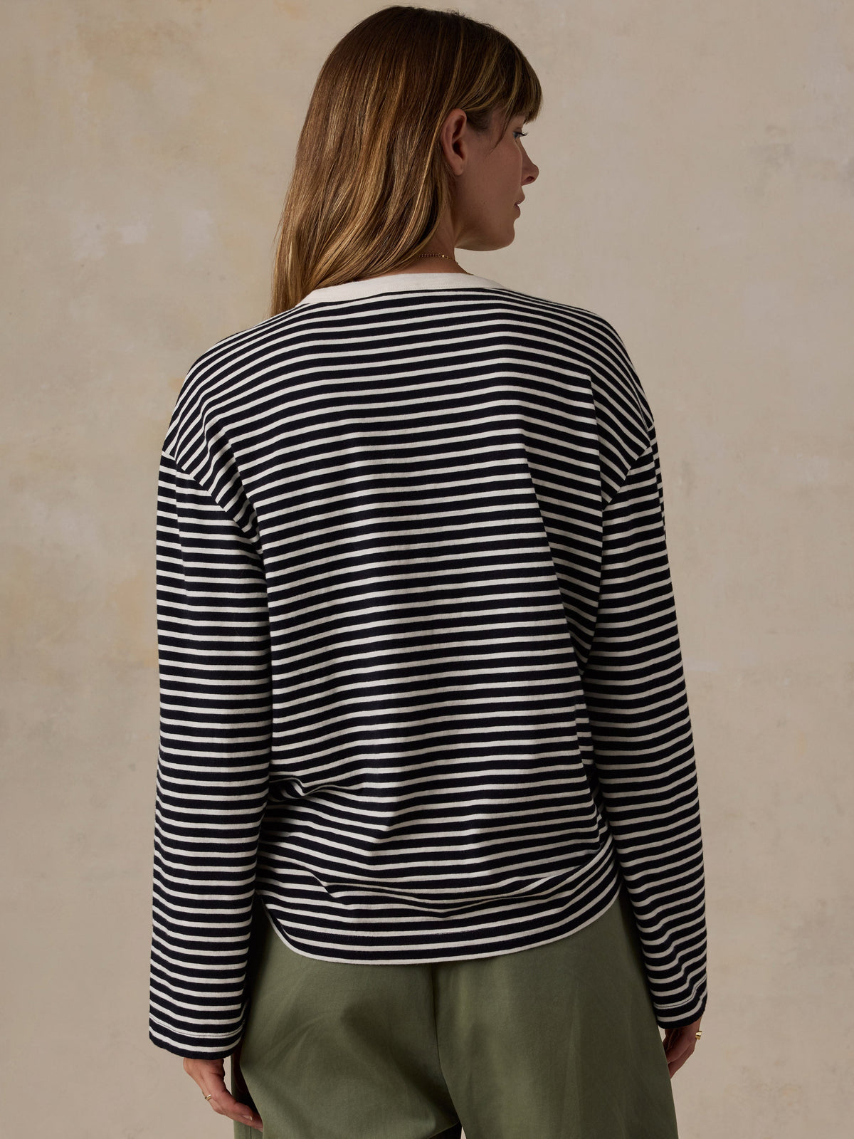 Sunwashed Long-Sleeve Retro Tee - Inkwell Stripe