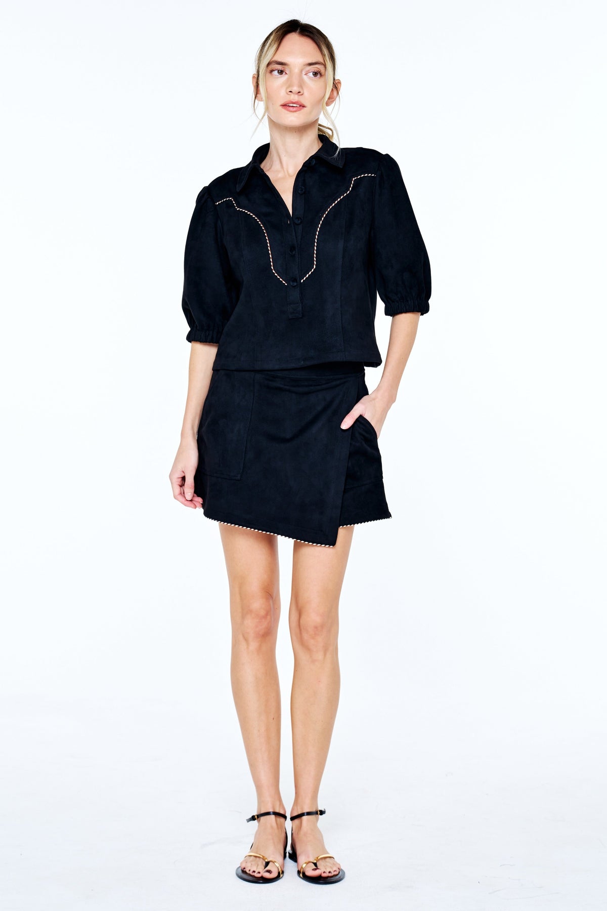 NOA FAUX SUEDE WRAP SKORT