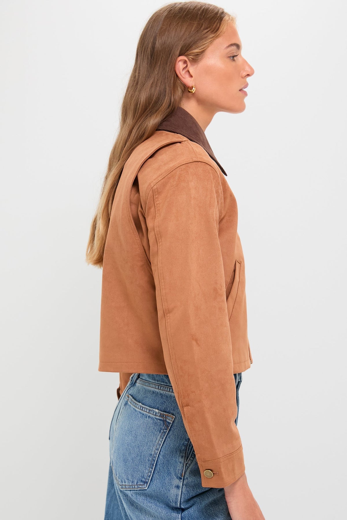 Camel Theo Suede Zip Up Chore Jacket