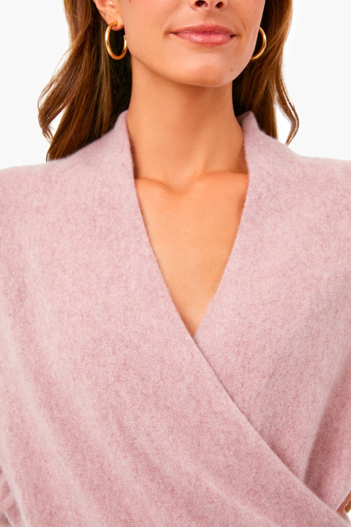 Pink Shell Wrap Front Pullover