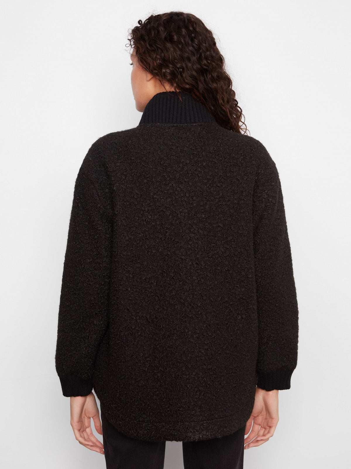 Bouclé Zip-Up Jacket - Black
