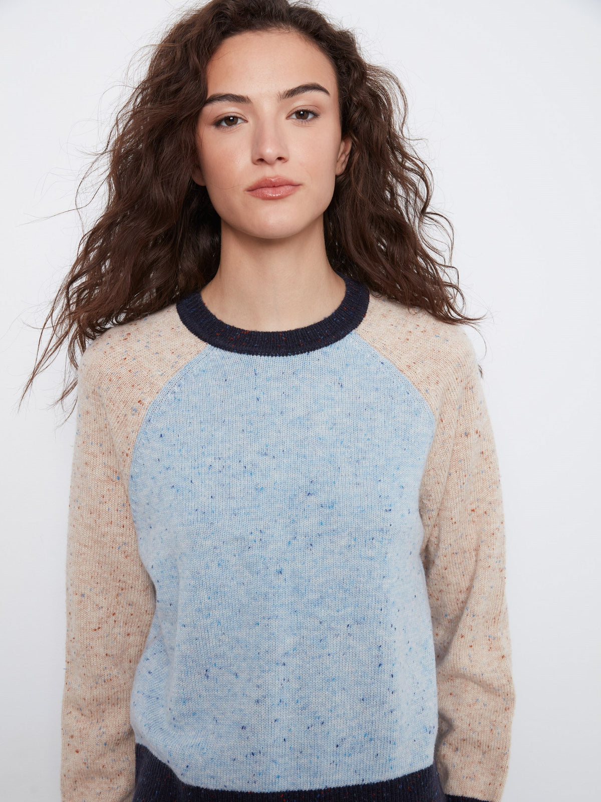 Color Block Knit Sweater - Iris