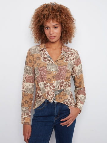 Printed Shirt With Twisted Front - Quilt